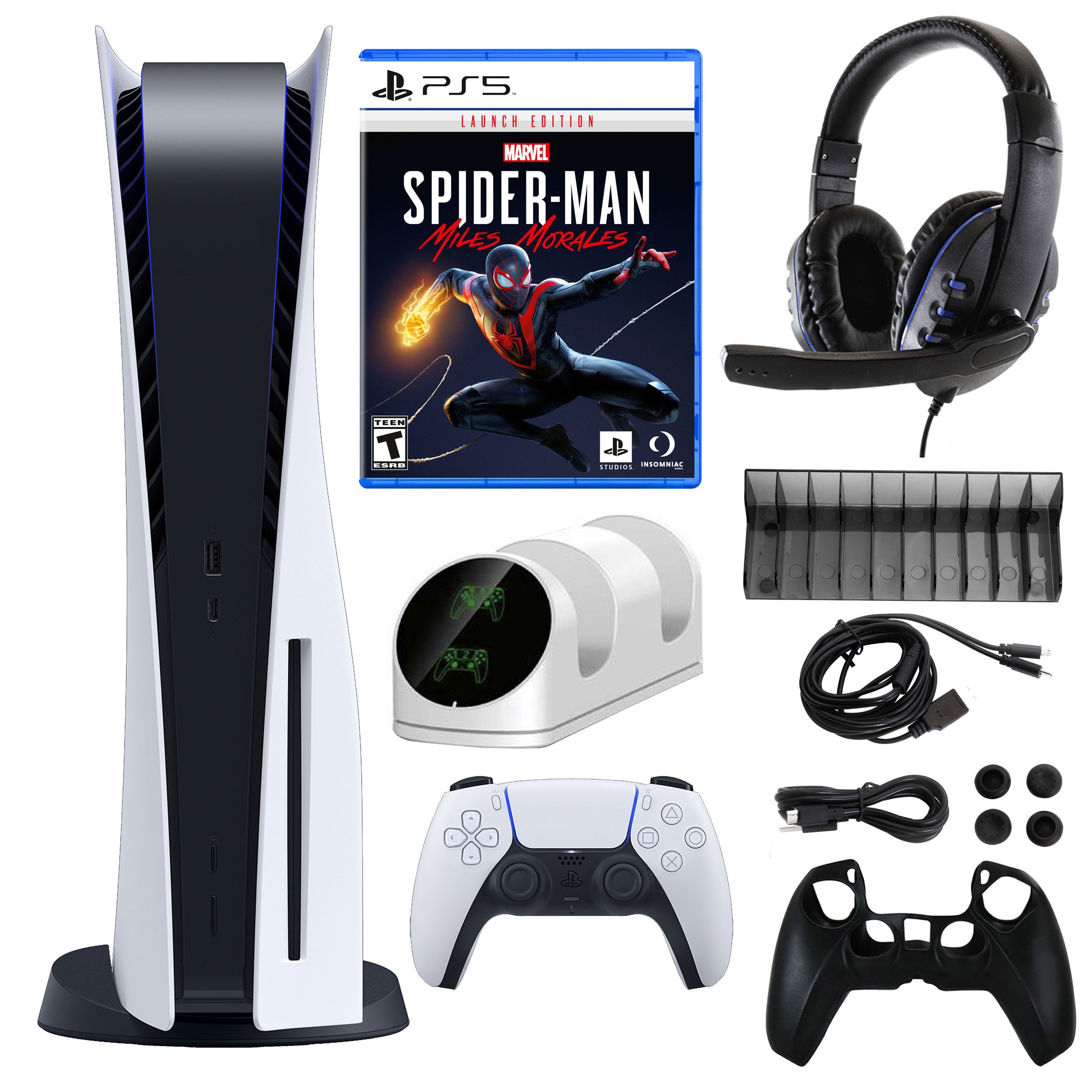 2023 New PlayStation 5 Disc Version PS5 Console with Wireless Controller &  Marvel's Spider-Man: Miles Morales Game 