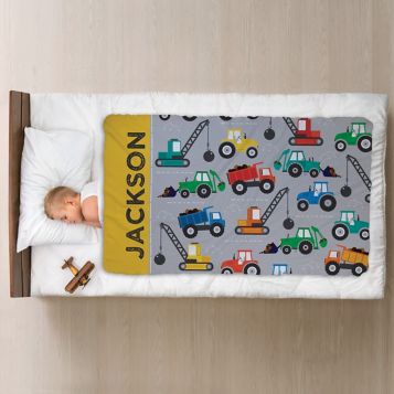 Fingerhut Personalized Construction Truck Fuzzy Throw Blanket