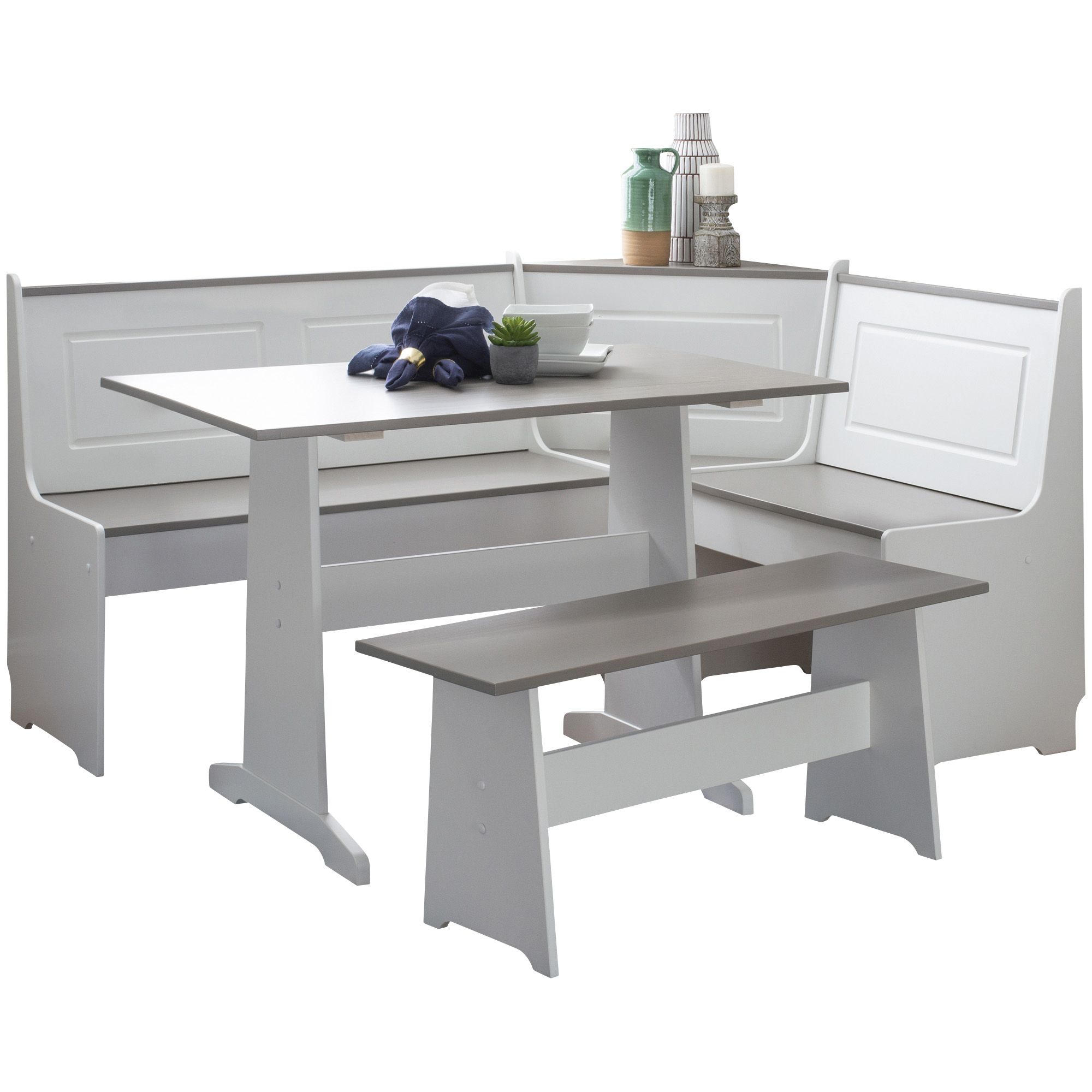  Linon Ardmore Kitchen Nook Set, White : Patio, Lawn & Garden