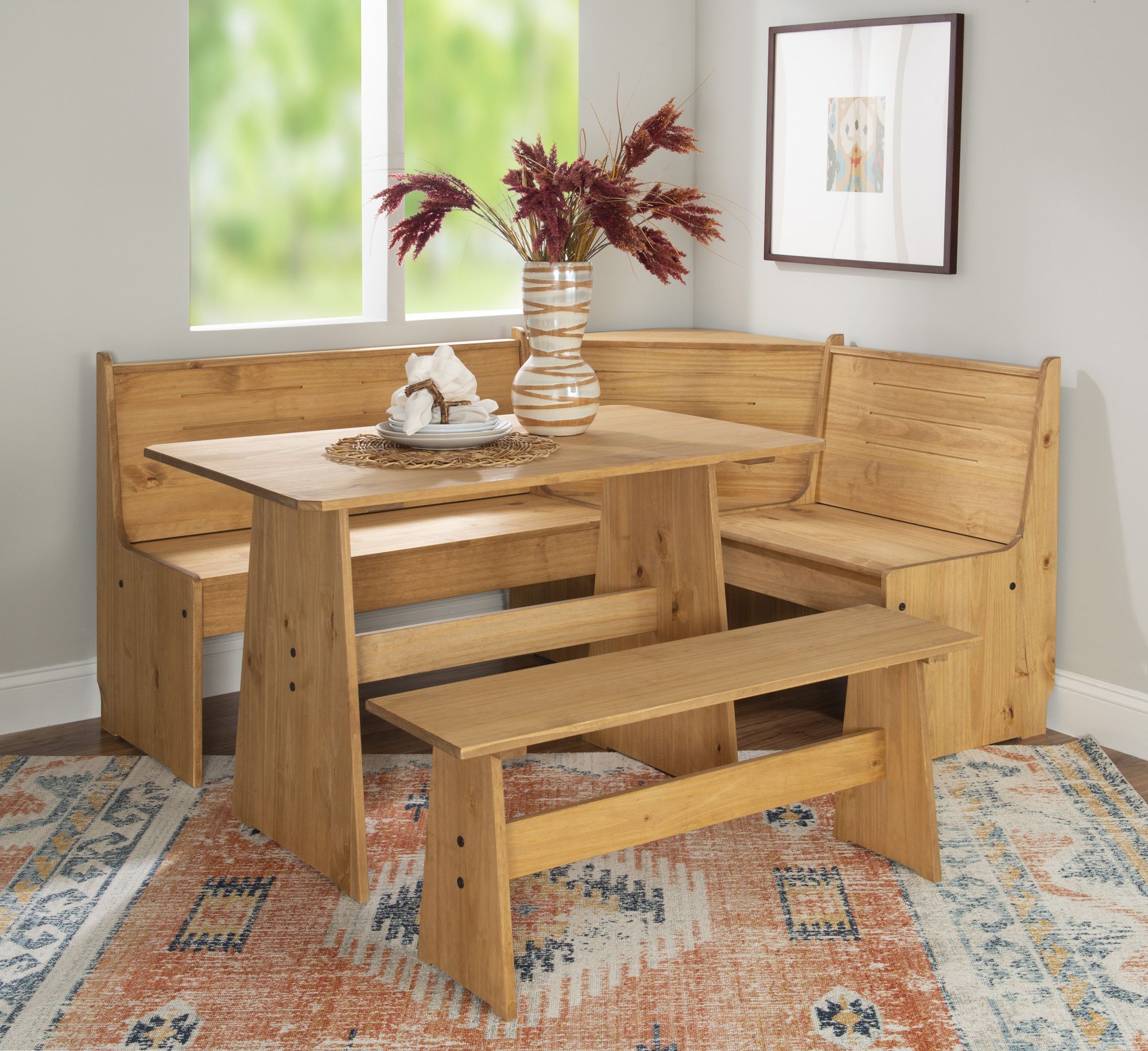 Fingerhut Linon Waldron Corner Breakfast Nook Natural