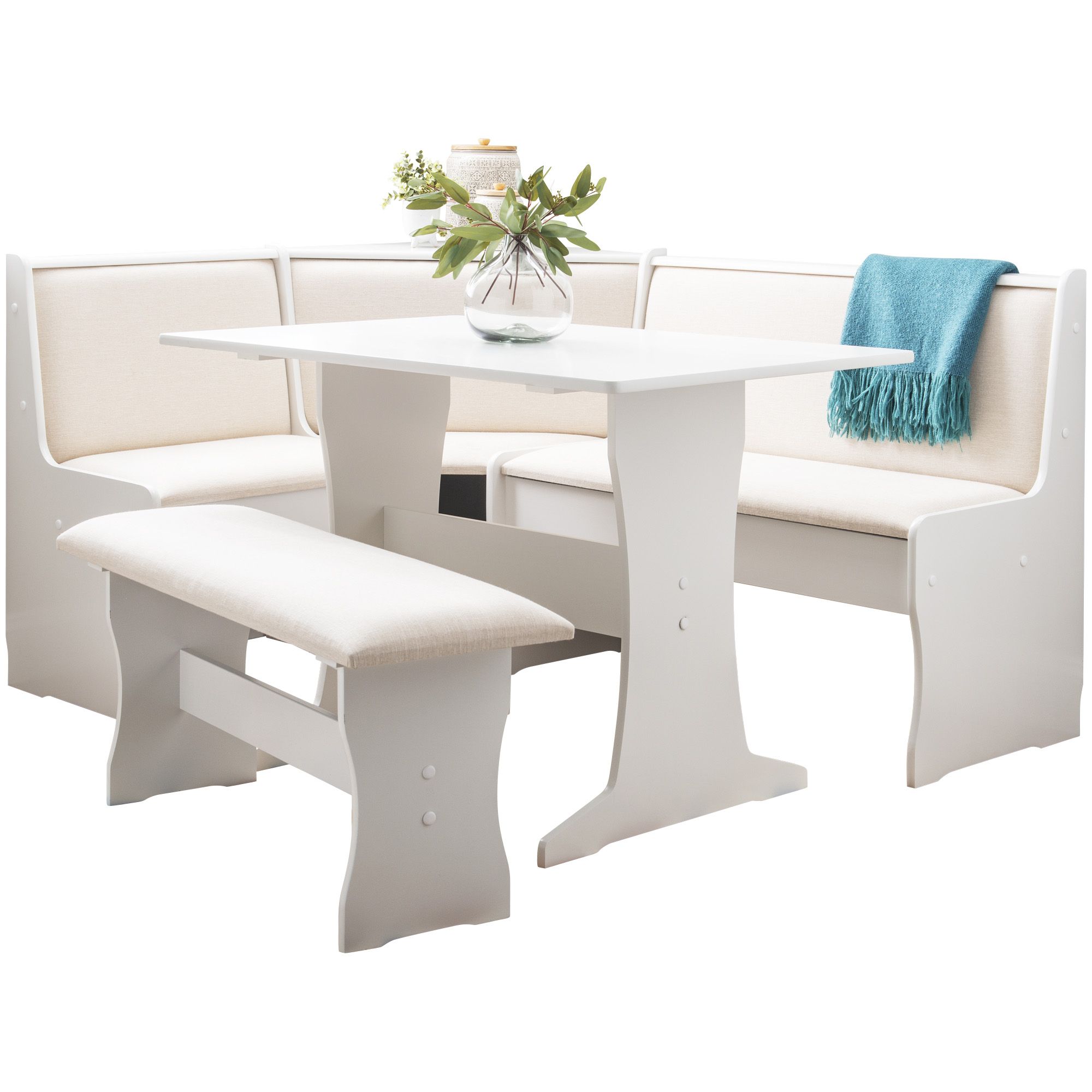  Linon Ardmore Kitchen Nook Set, White : Patio, Lawn & Garden