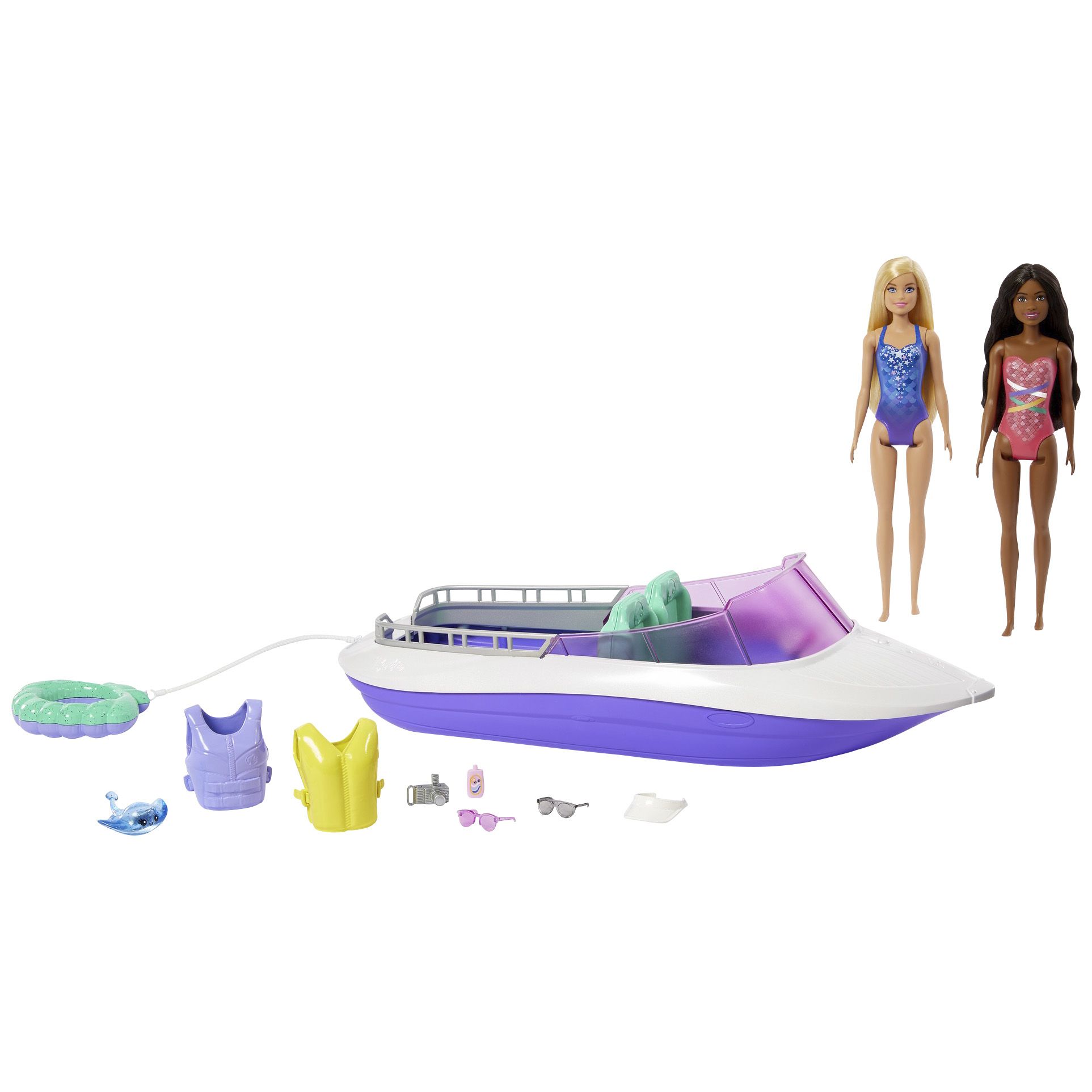 Fingerhut - Barbie Mermaid Power Dolls and Boat Playset