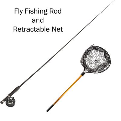 Wakeman Fishing Retractable Rubber Landing Net with 35-Inch Handle