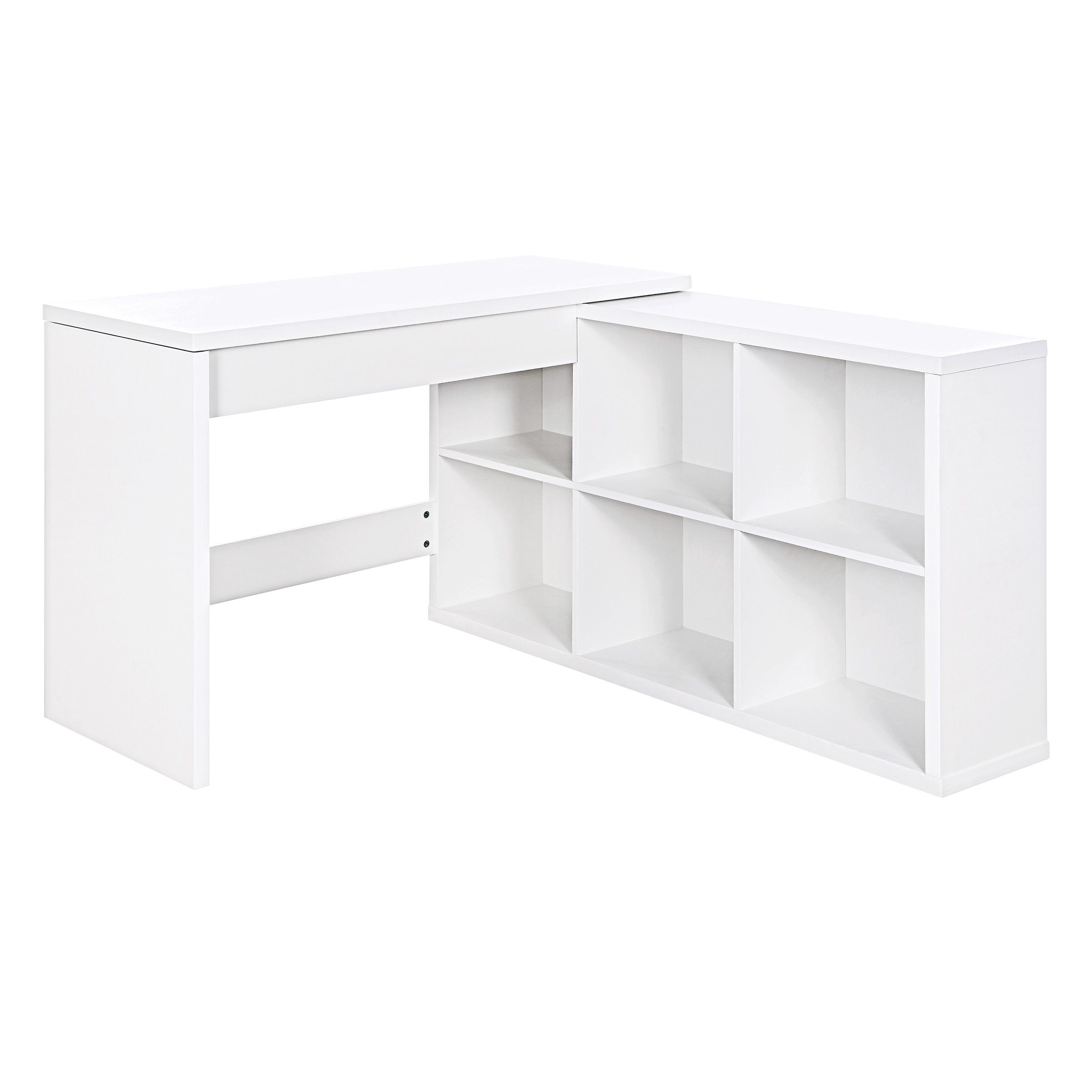 Horizon L shape Modular Office Table with Storage (Exotic Teak Frosty White)