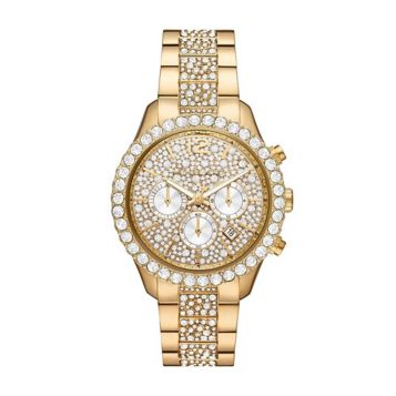 Fingerhut - Michael Kors Women's Layton Crystal Pave Goldtone Stainless  Steel Chronograph Watch