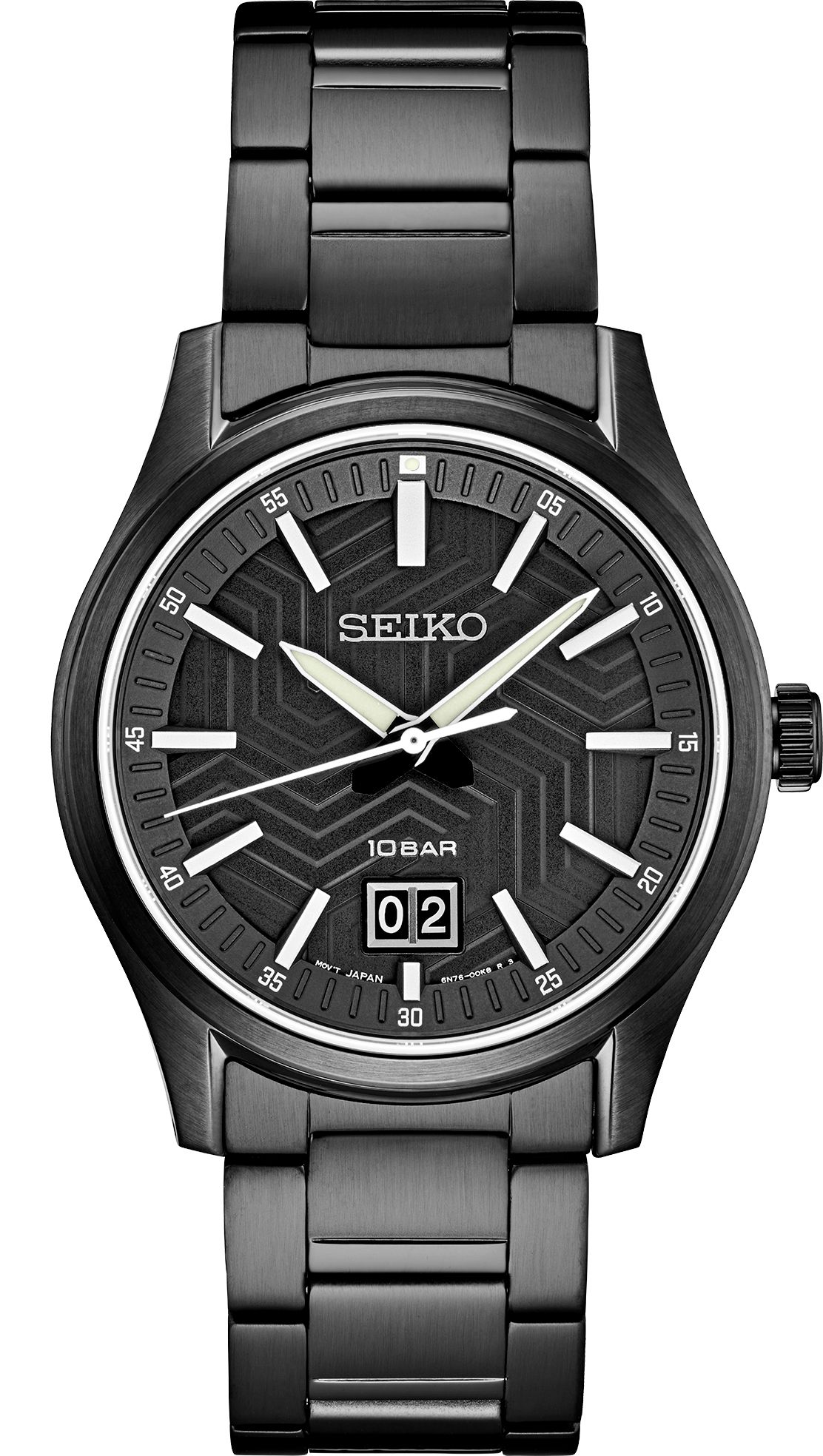 Seiko men's black ion finish solar calendar dress outlet watch