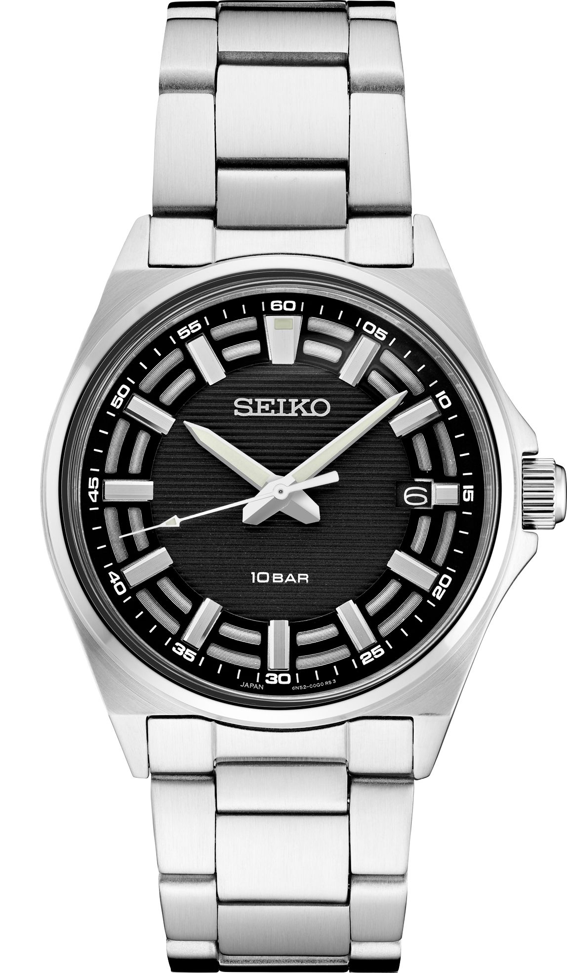 Fingerhut - Seiko Men's Essentials Black Dial Stainless Steel Bracelet Watch