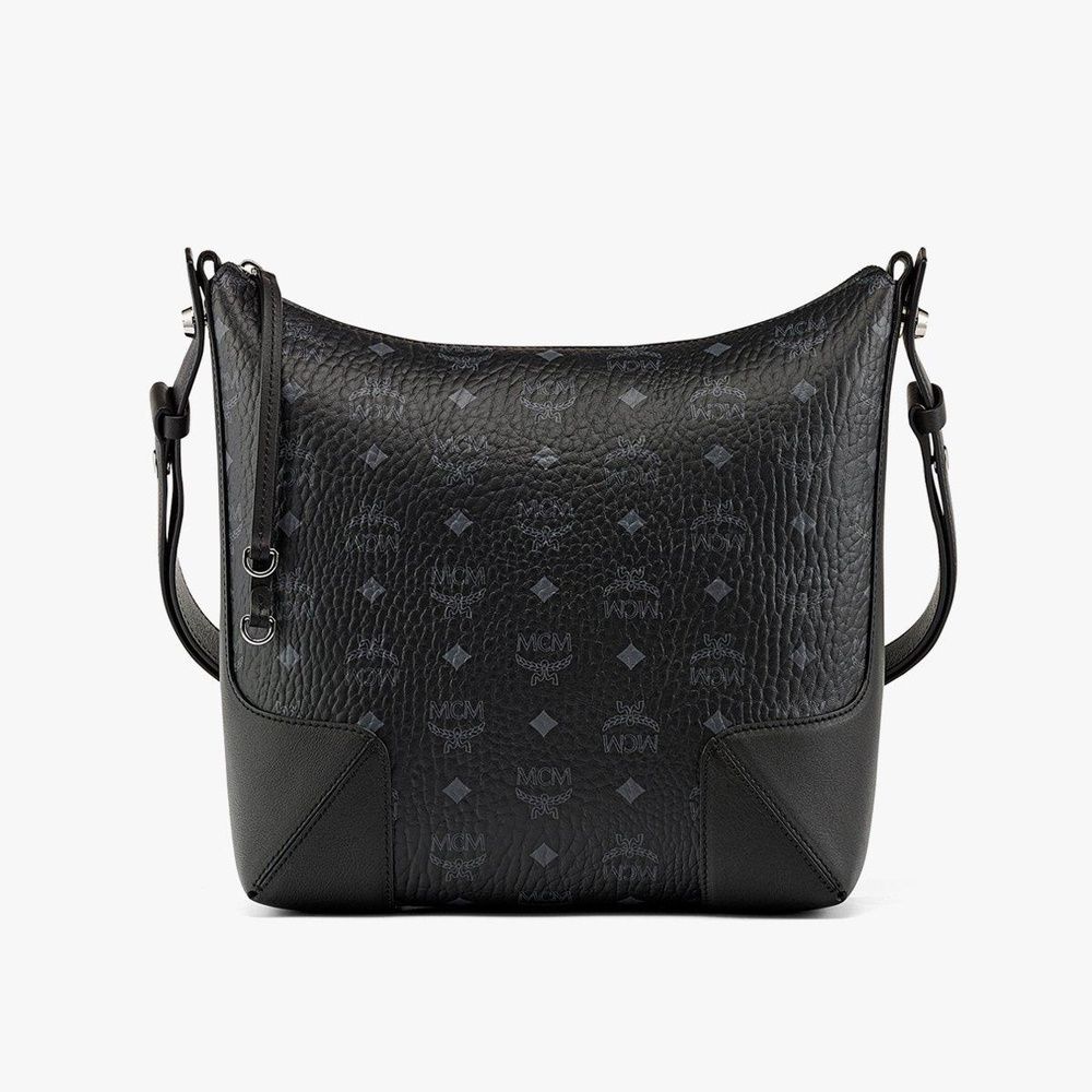 Medium Aren Messenger Bag in Visetos Black