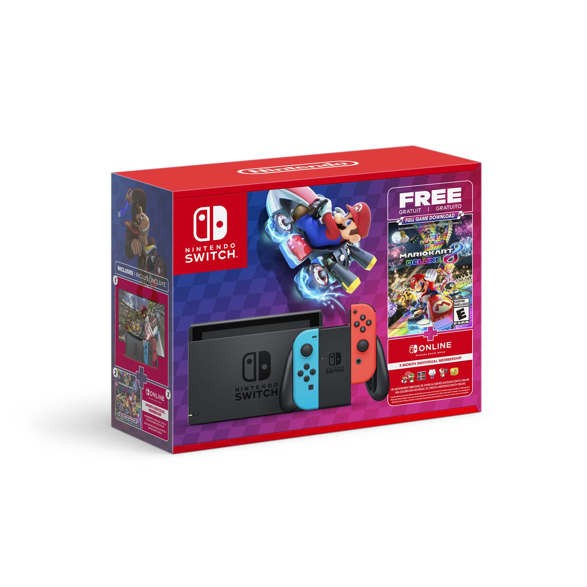 Nintendo Switch OLED (Blue / Red Neon) + 3 Games + Joy Con Set