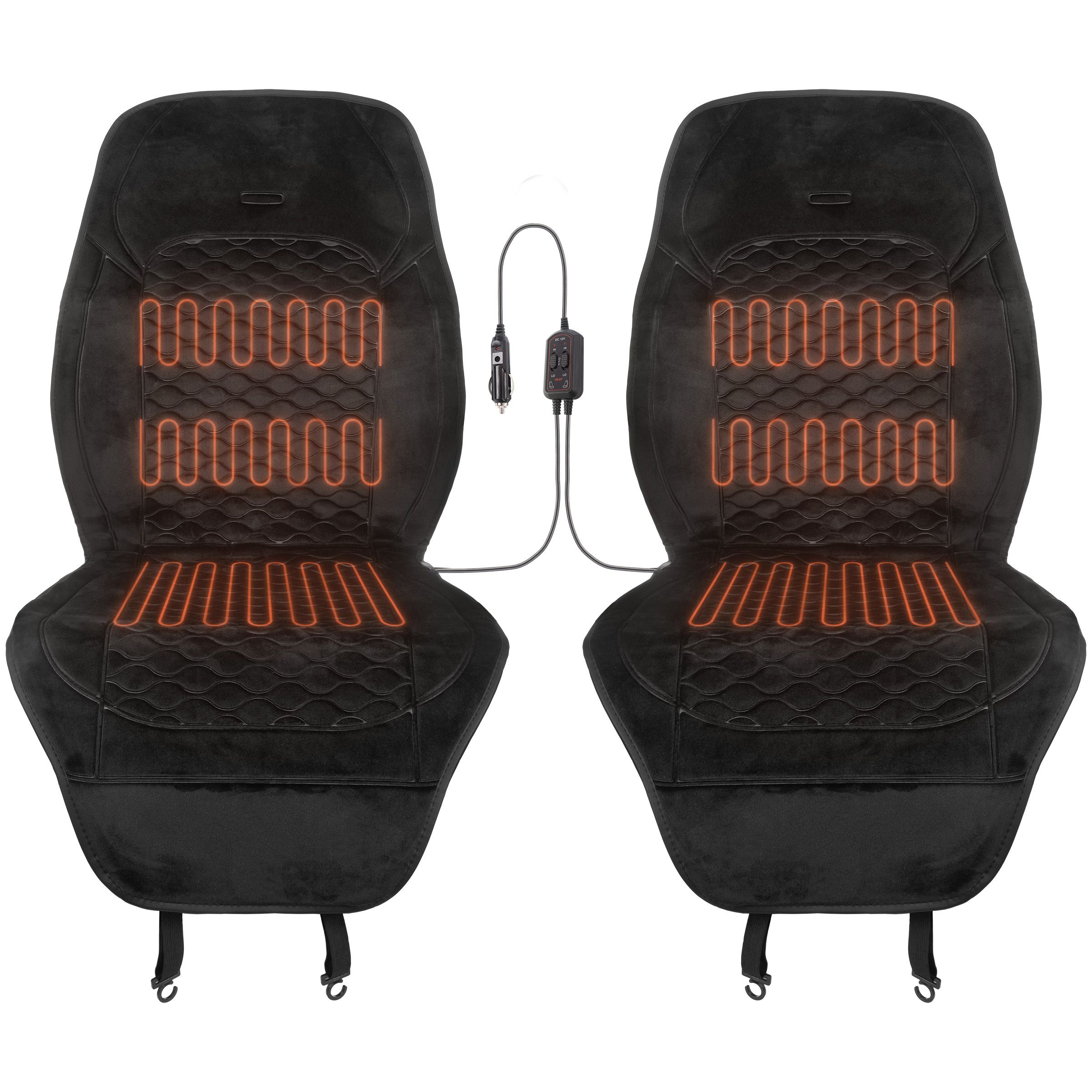 Fingerhut - Stalwart 12V Heated Car Seat Cover 2-Pack