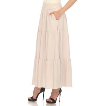 pleated white tiered maxi skirt