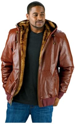 Excelled Reversible Hooded Leather Bomber Jacket