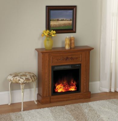 Oak Fireplace Mantel w/Heater Insert