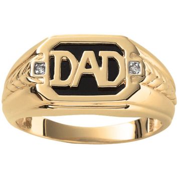 Fingerhut 10k Gold Men S Black Onyx Diamond Accent Dad Ring