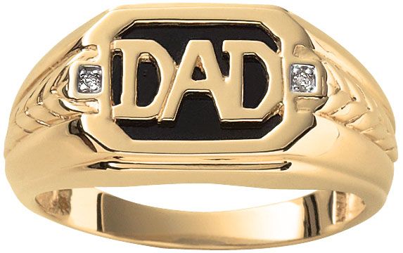 Fingerhut 10k Gold Men S Black Onyx Diamond Accent Dad Ring