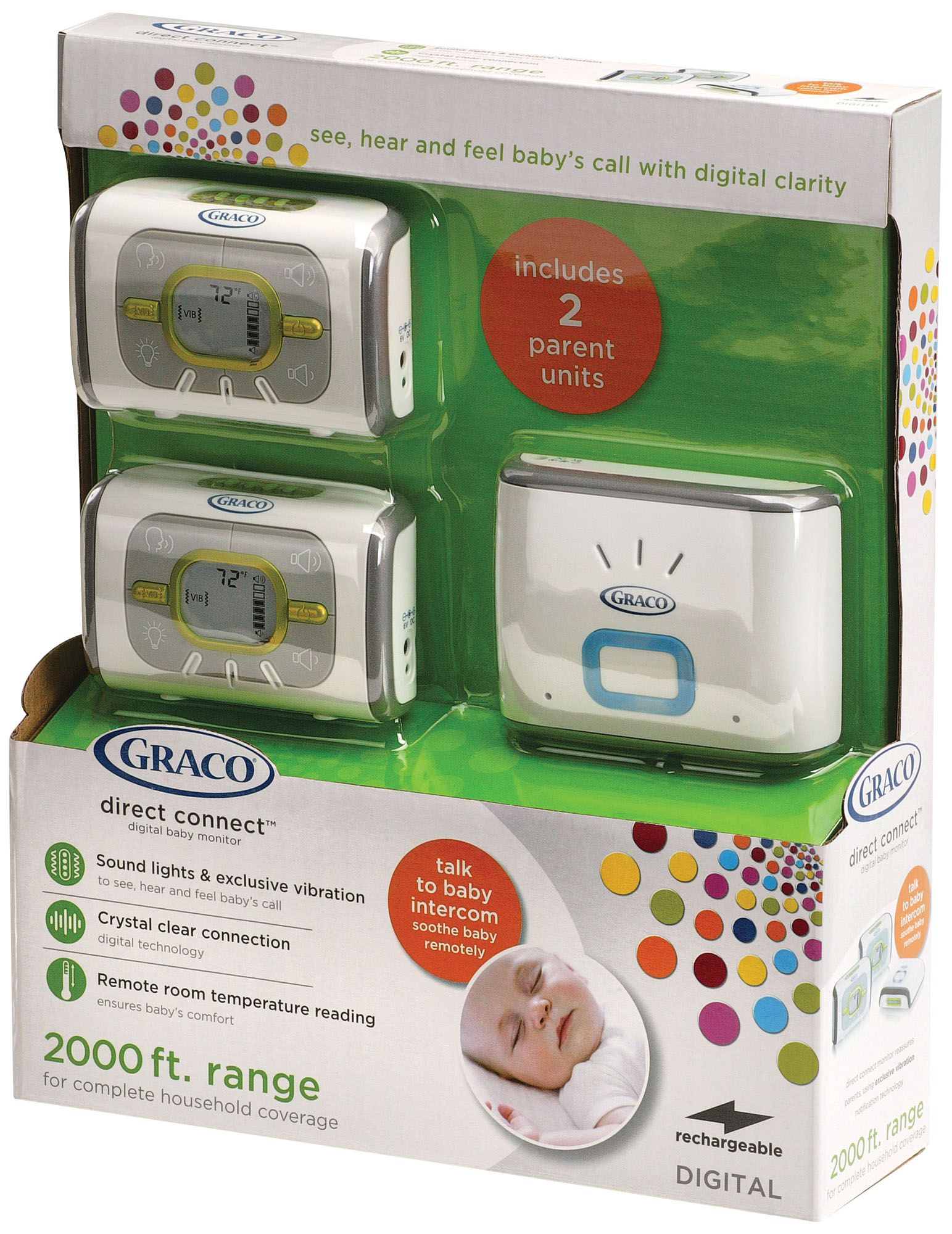 Graco direct connect digital baby monitor with store 2 parent units