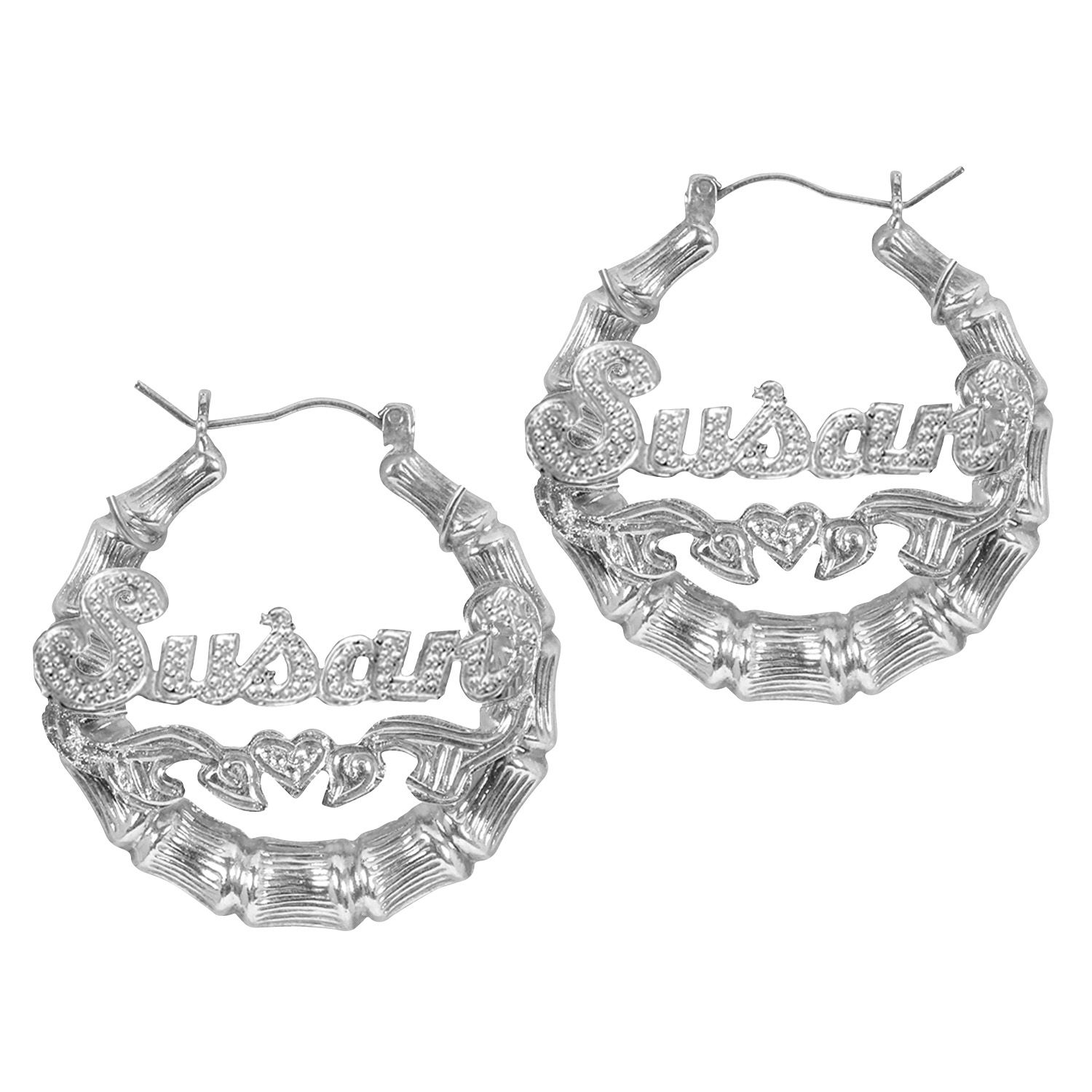 Silver bamboo name deals earrings