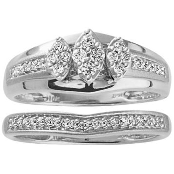 Fingerhut 10k White Gold 1 4 Ct Tw Diamond Bridal Set