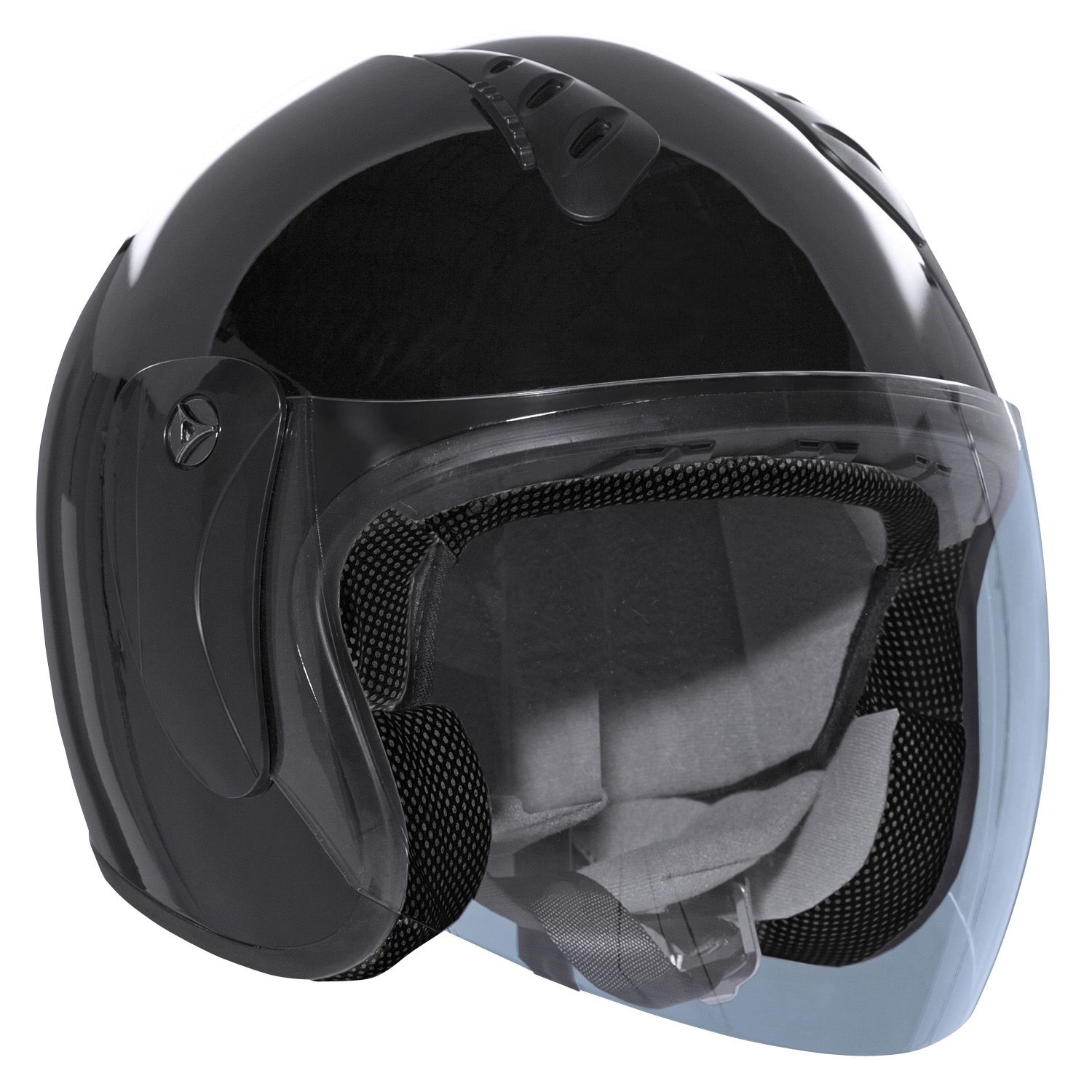 Three quarter helmet store with face shield