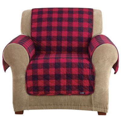 Sure Fit Buffalo Check Chair Cover Red