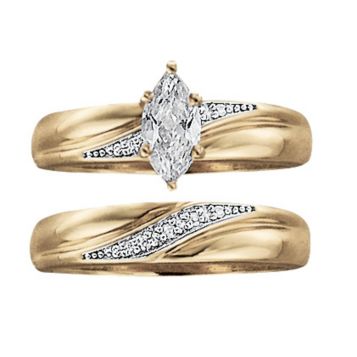 Fingerhut Saberlin Collections 18k Gold Over Sterling Silver Marquise Cz Diamond Accent Swirl Bridal Set