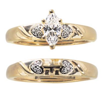 Fingerhut 18k Gold Over Sterling Silver Marquise Cz Diamond Accent Heart And Cross Bridal Set