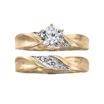 Fingerhut Saberlin Collections 18k Gold Over Sterling Silver Round Cz And Diamond Accent Bridal Set