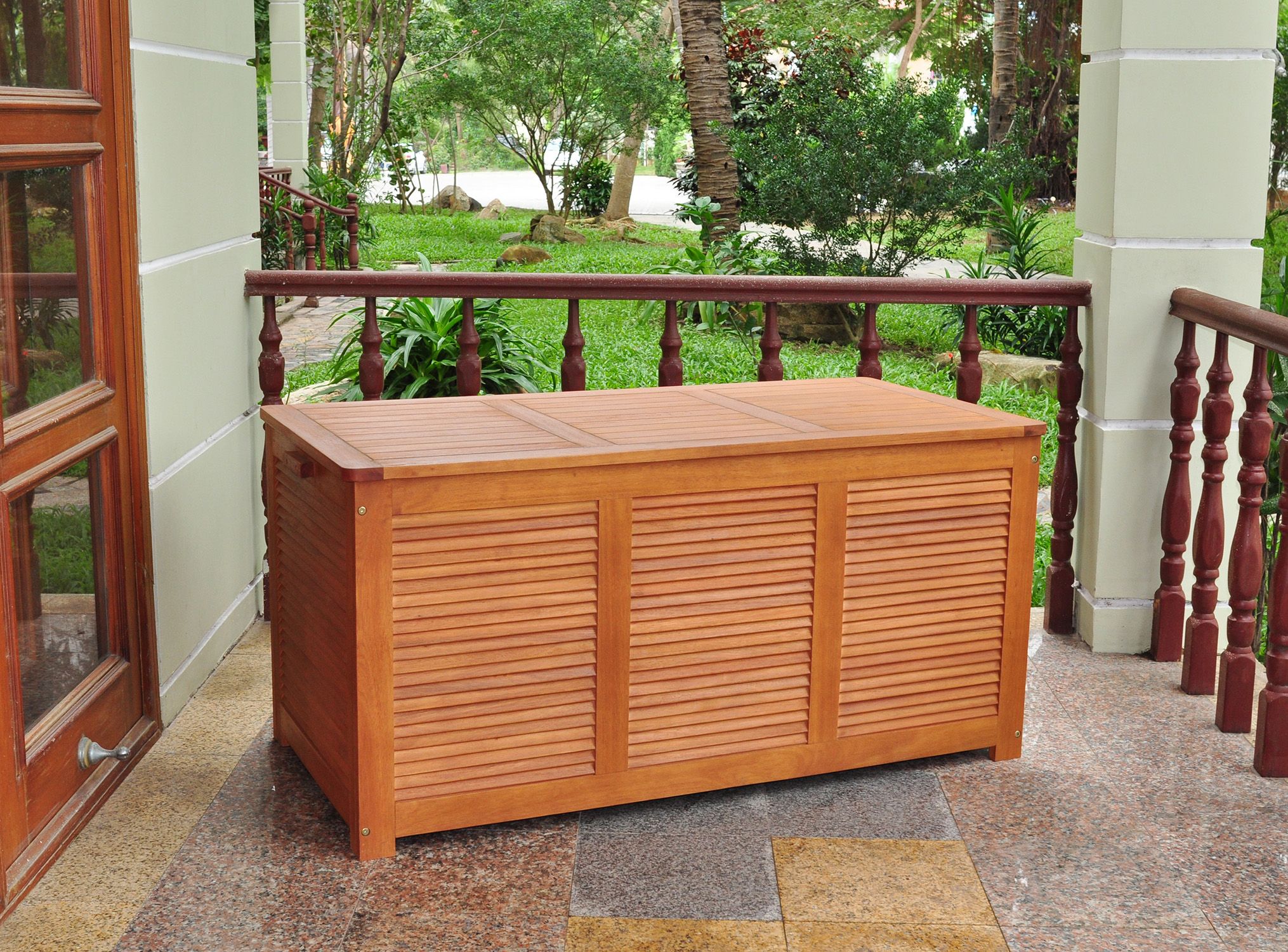 Patio cushion storage clearance bench