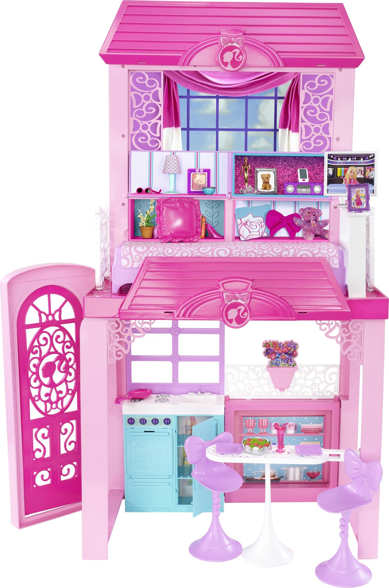 New Barbie Home Full House 2 Floors Doll Rubia & Accessories Mattel Fold Up