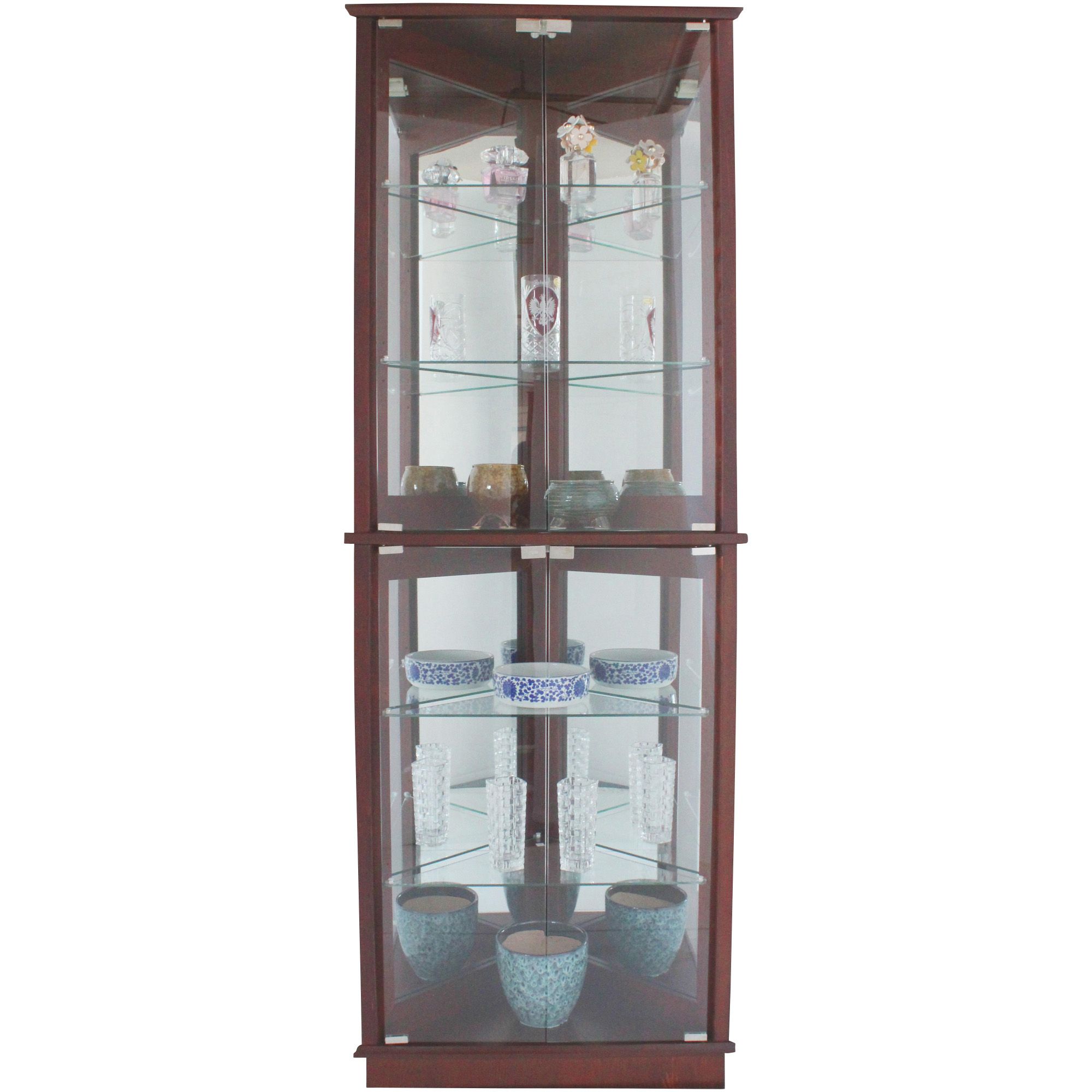 Walnut corner store curio cabinet