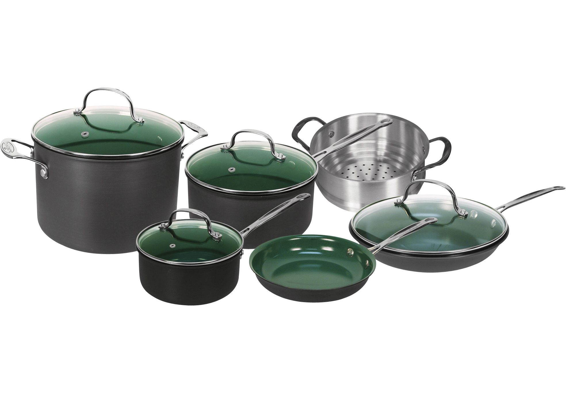 Fingerhut - Orgreenic 10-Pc. Nonstick Ceramic Cookware Set