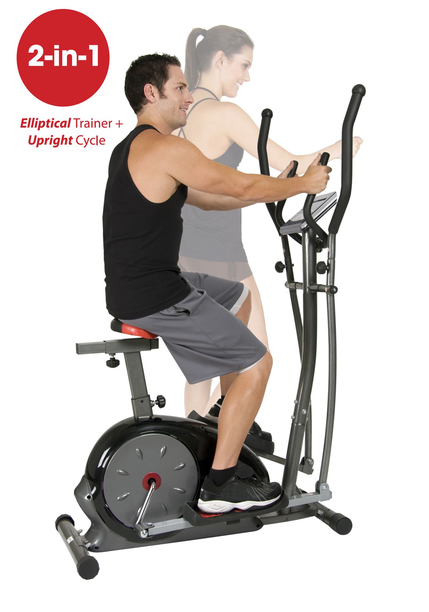 Body Flex Sports Stationary 2 In 1 Elliptical and Bike Trainer Machine 