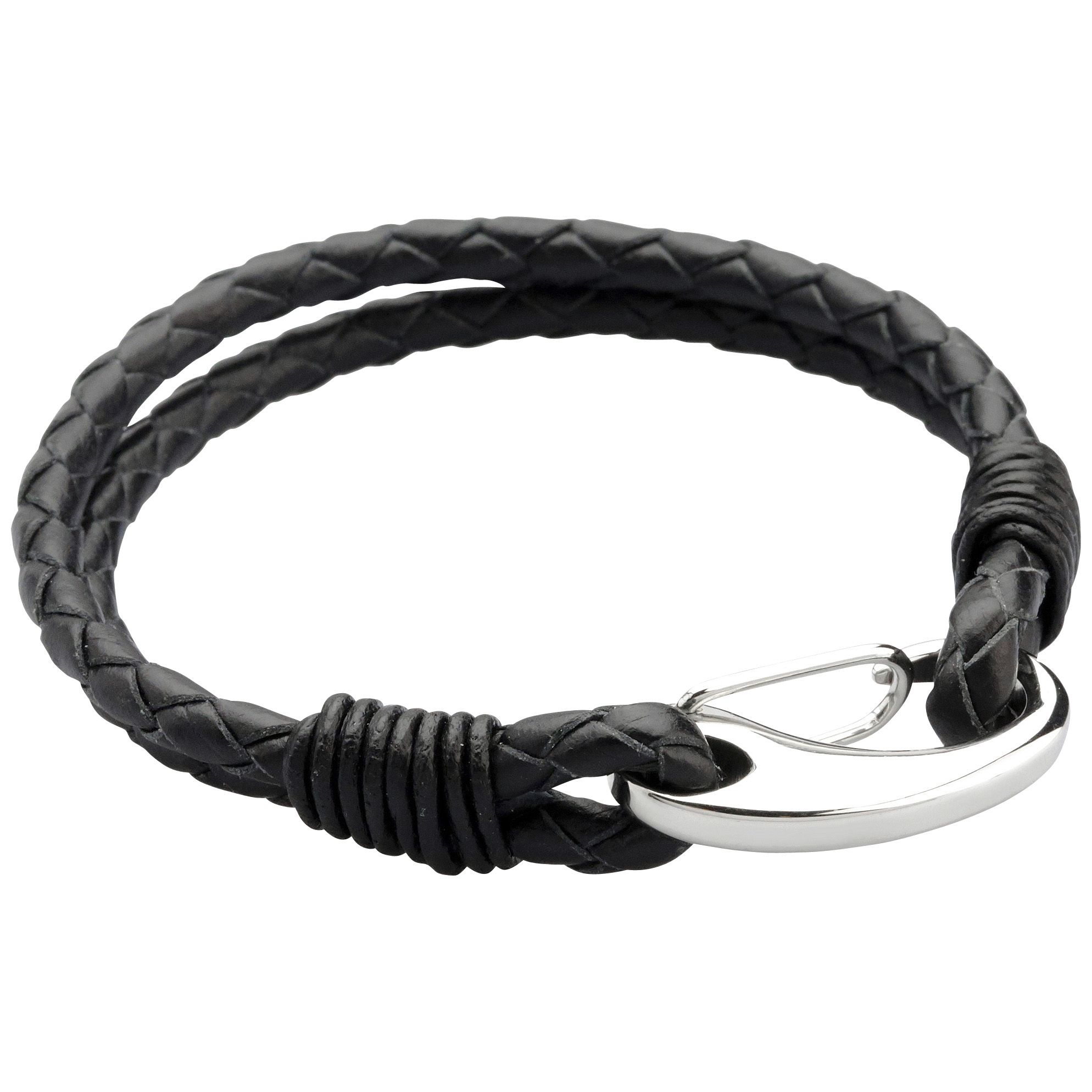 Men's Black Woven Leather Bracelet