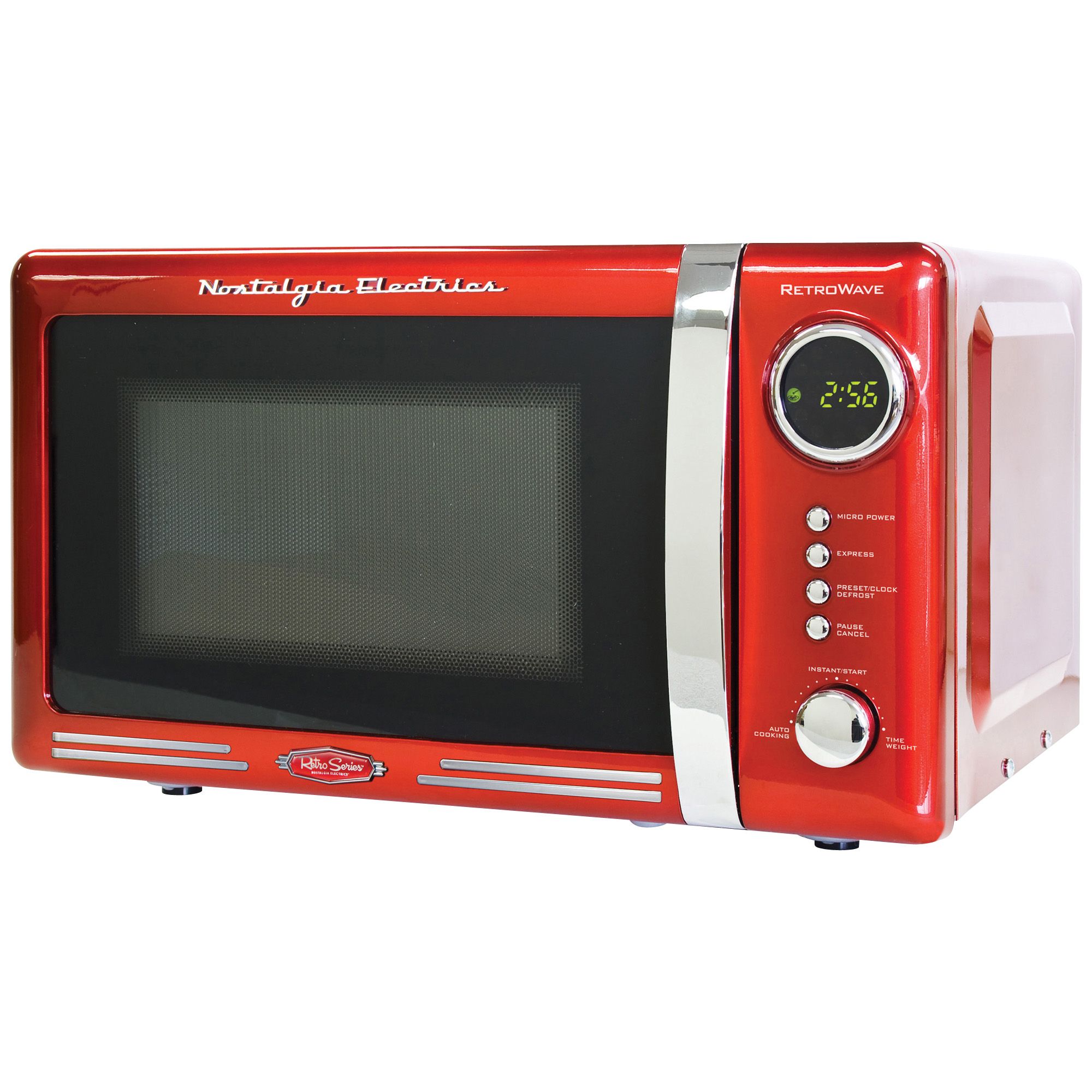 Fingerhut - Nostalgia Retro 0.7 Cu. Ft. 700-Watt Countertop Microwave Oven  - Red