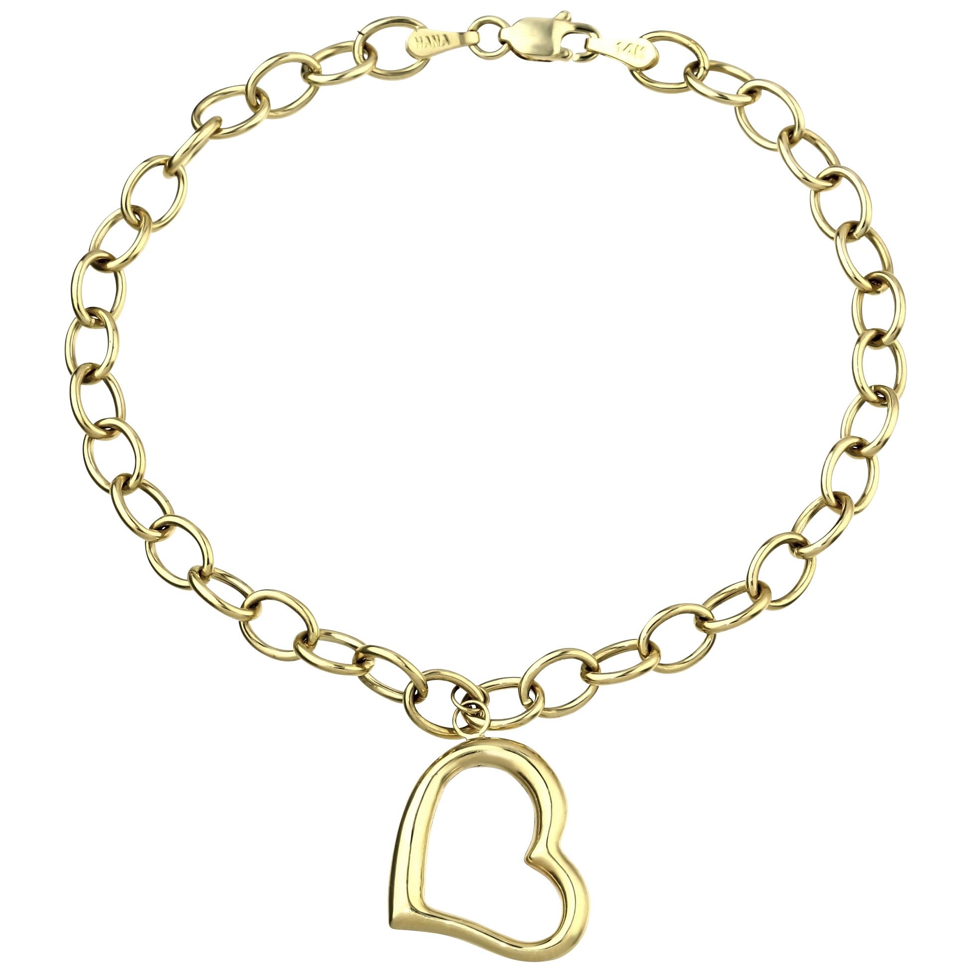 14K Gold Hearts Charm Bracelet