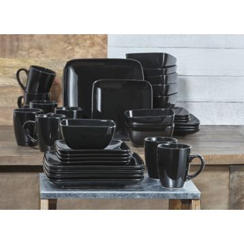 Black dinner set clearance square