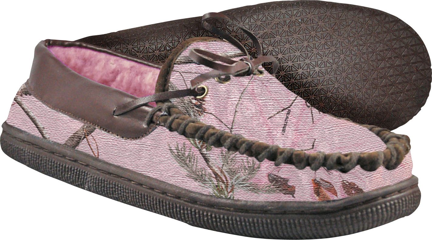 Womens pink hot sale camo slippers