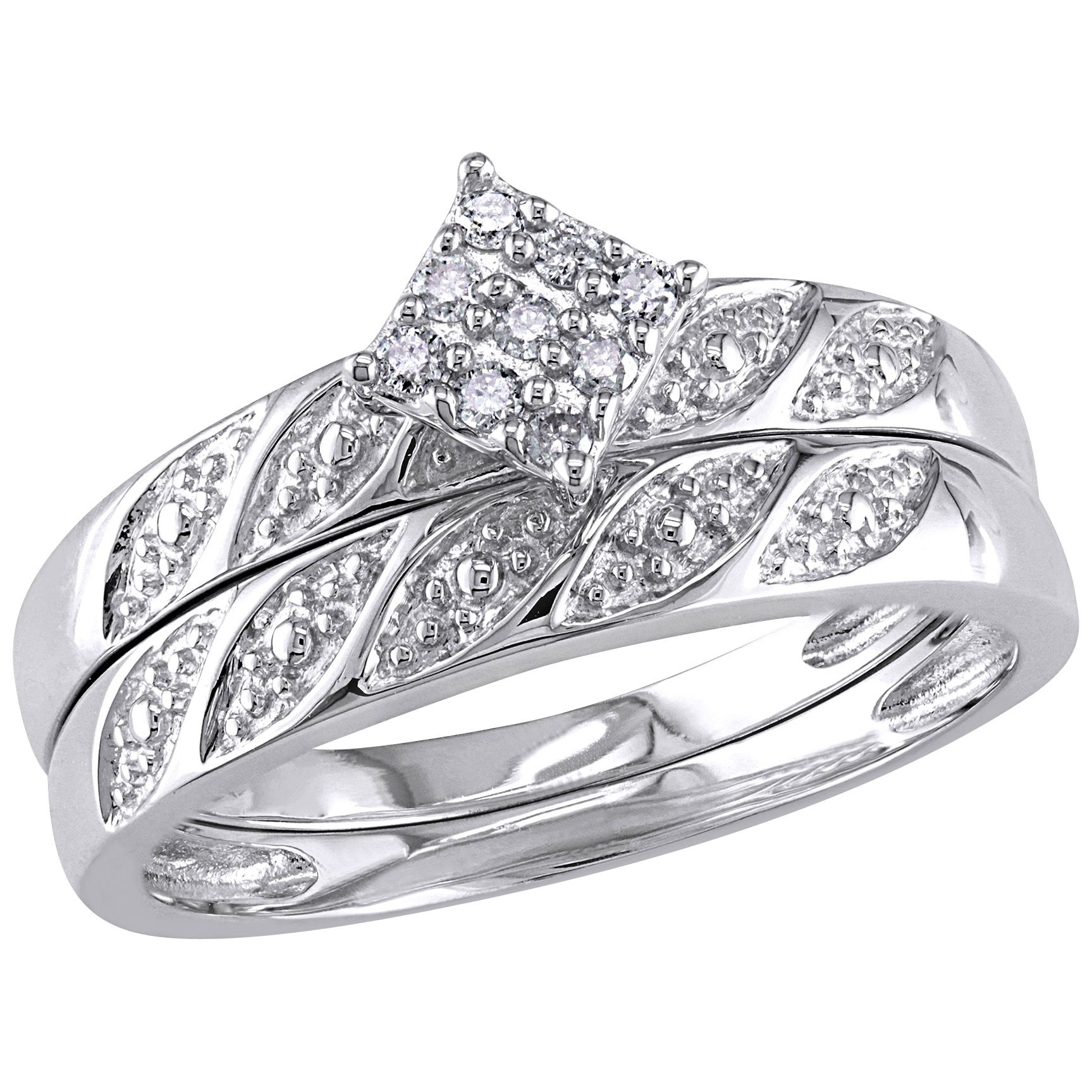 Fingerhut - Diamore Silver Diamond Cluster Bridal Set