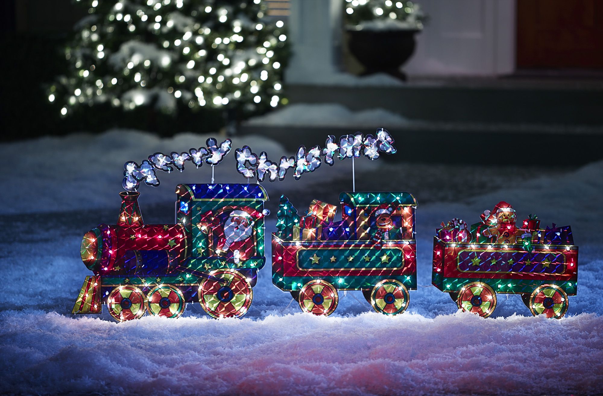 outdoor christmas train
