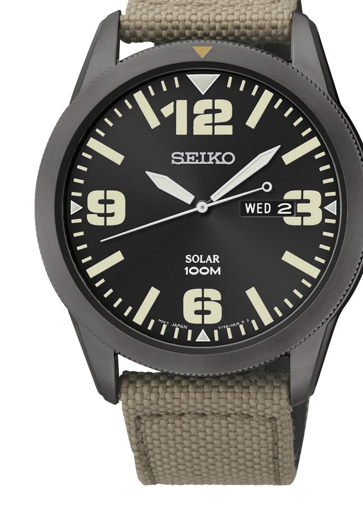 Fingerhut - Seiko Men's Core Solar-Powered Beige Canvas Casual Watch