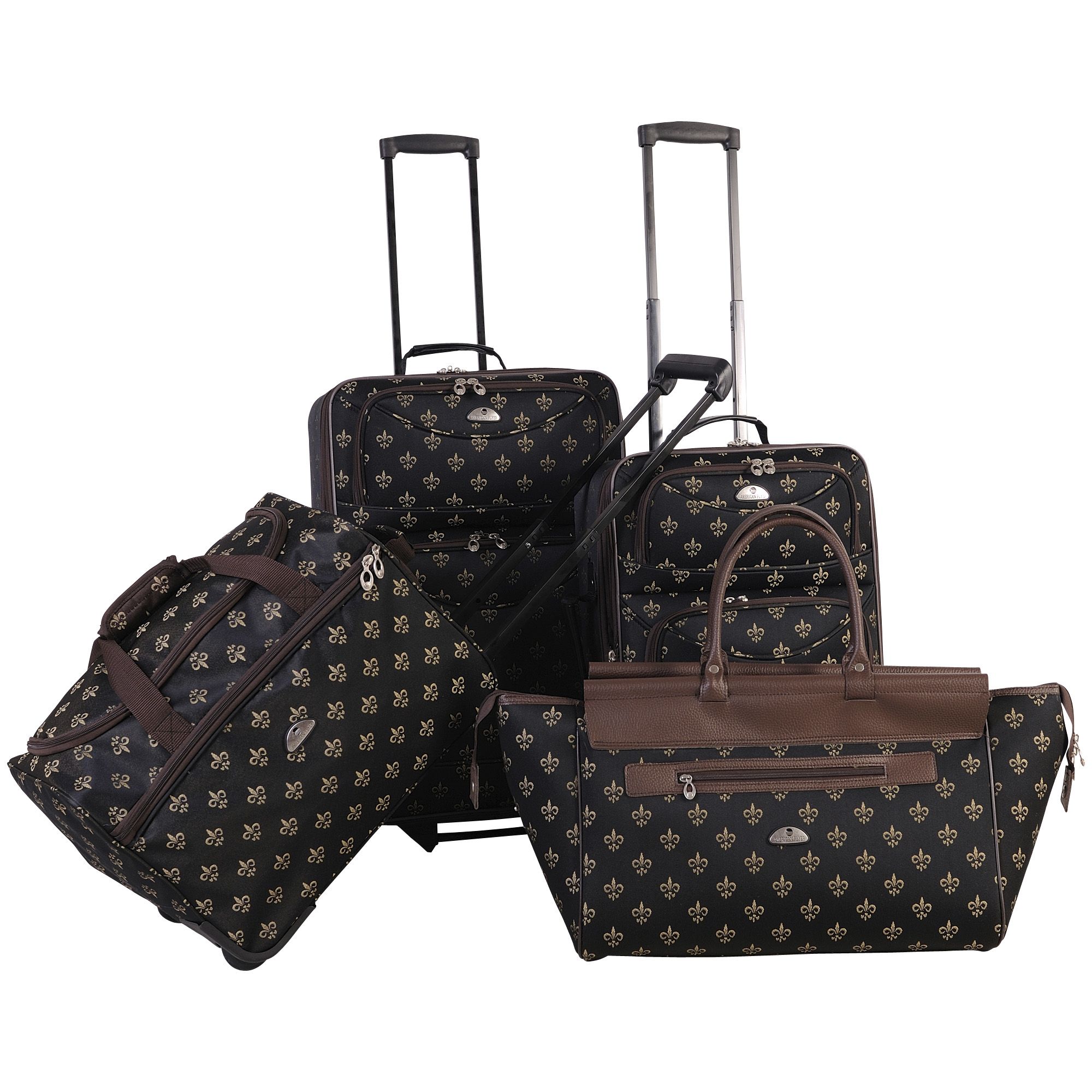 American Flyer Fleur de lis 5-Piece Spinner Luggage Set