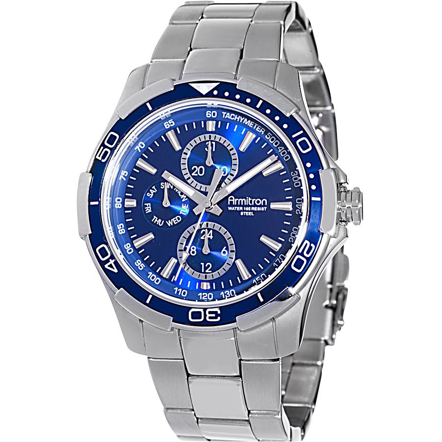 Fingerhut Armitron Men s Stainless Steel and Blue Multifunction