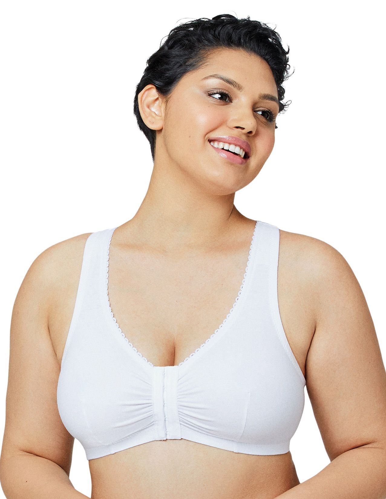Front Fastening Sports Non Wired bra Size 34 to 48 B-C-D-DD white