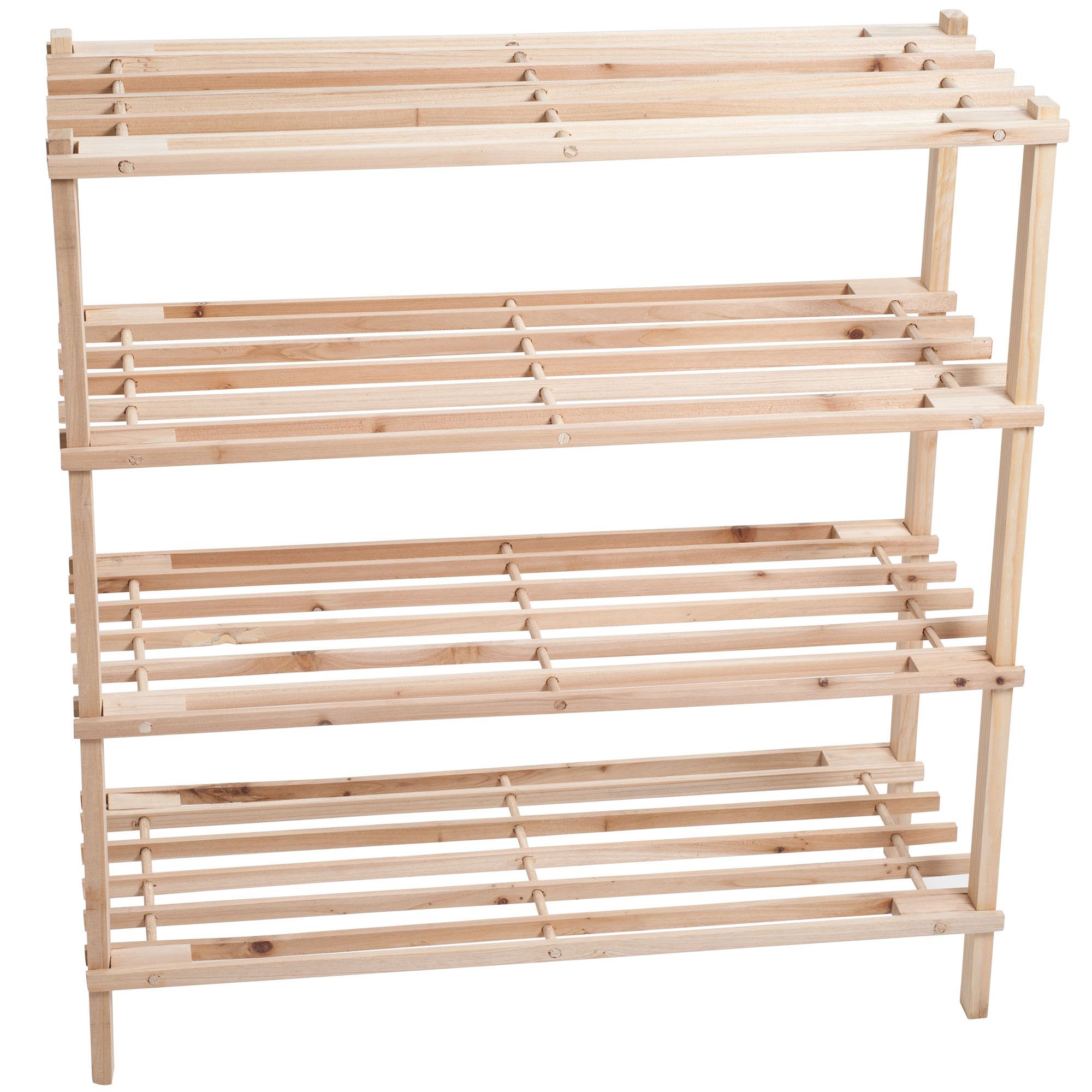 Lavish Home 4 Tier Blonde Wood Shoe Rack