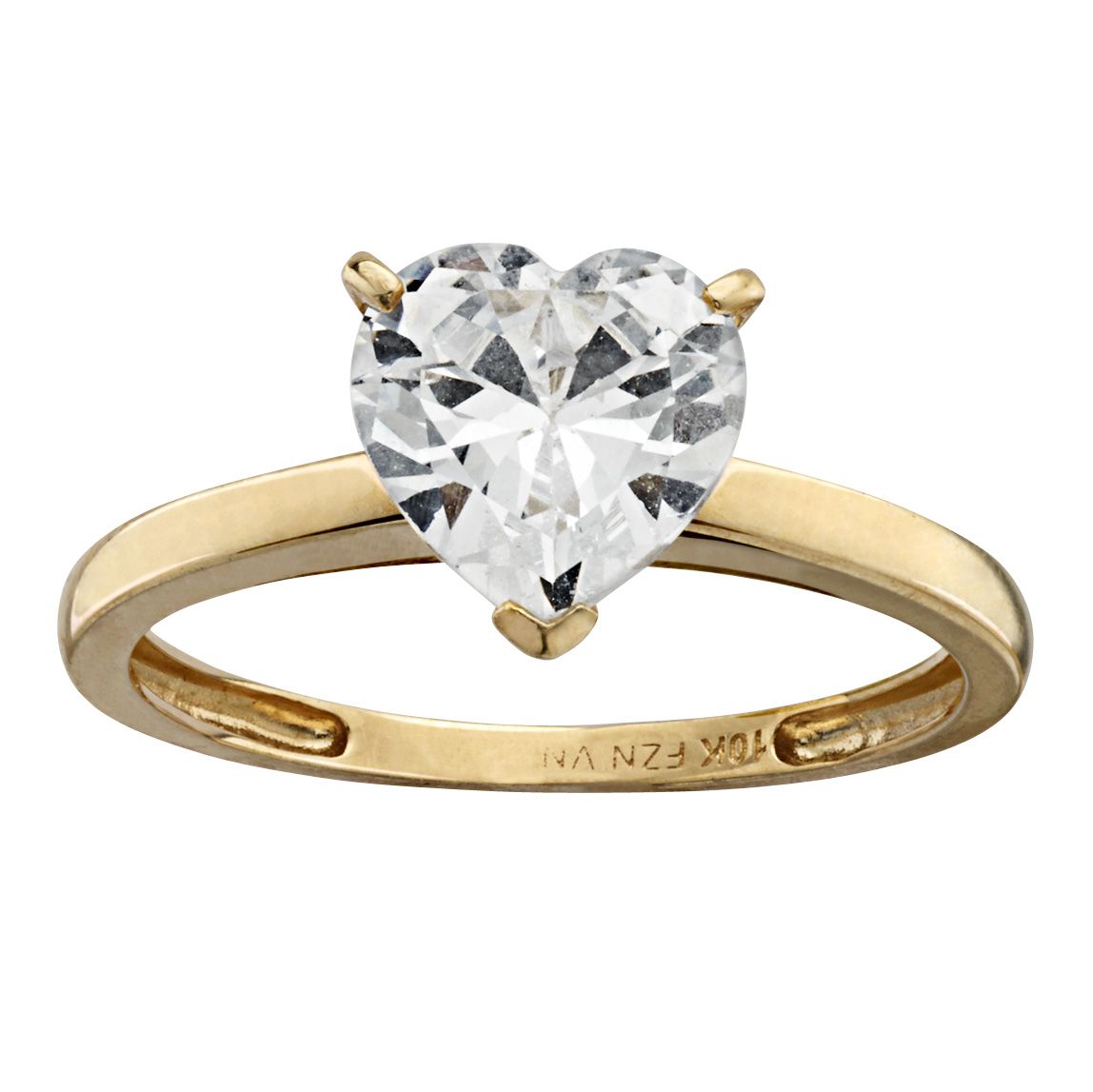Tiara 10K Gold 1-3/4 ct Heart CZ Solitaire Ring