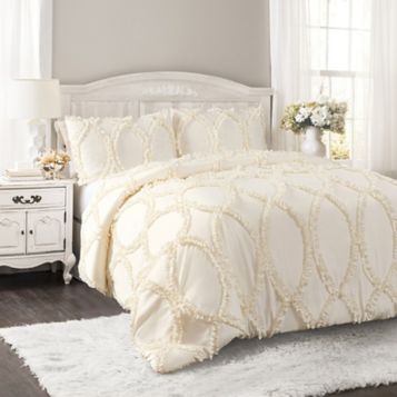 Avon 3 Piece Comforter Set - Queen / White