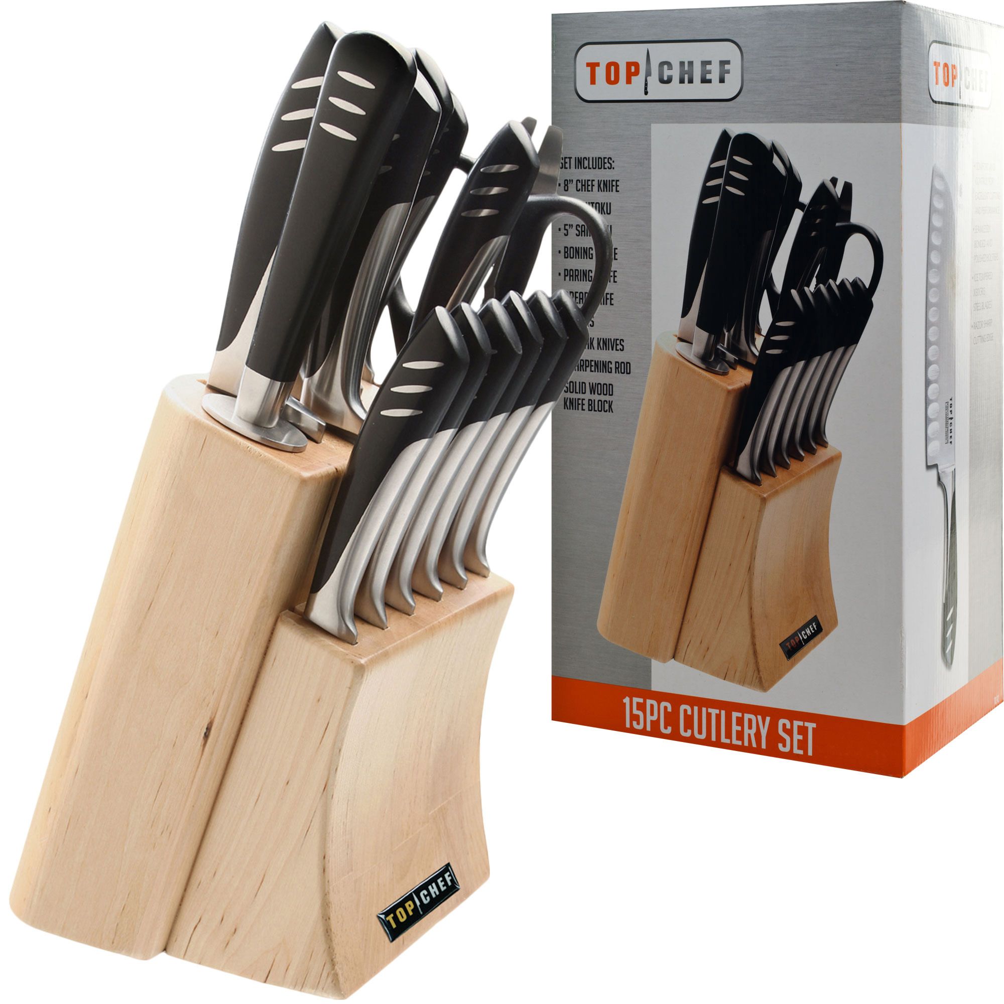 Fingerhut - Gourmet Edge 15-Pc. Full Tang Classic Knife Block Set