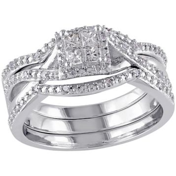 Fingerhut Diamore Silver 1 3 Ct Tw Diamond Bridal Set