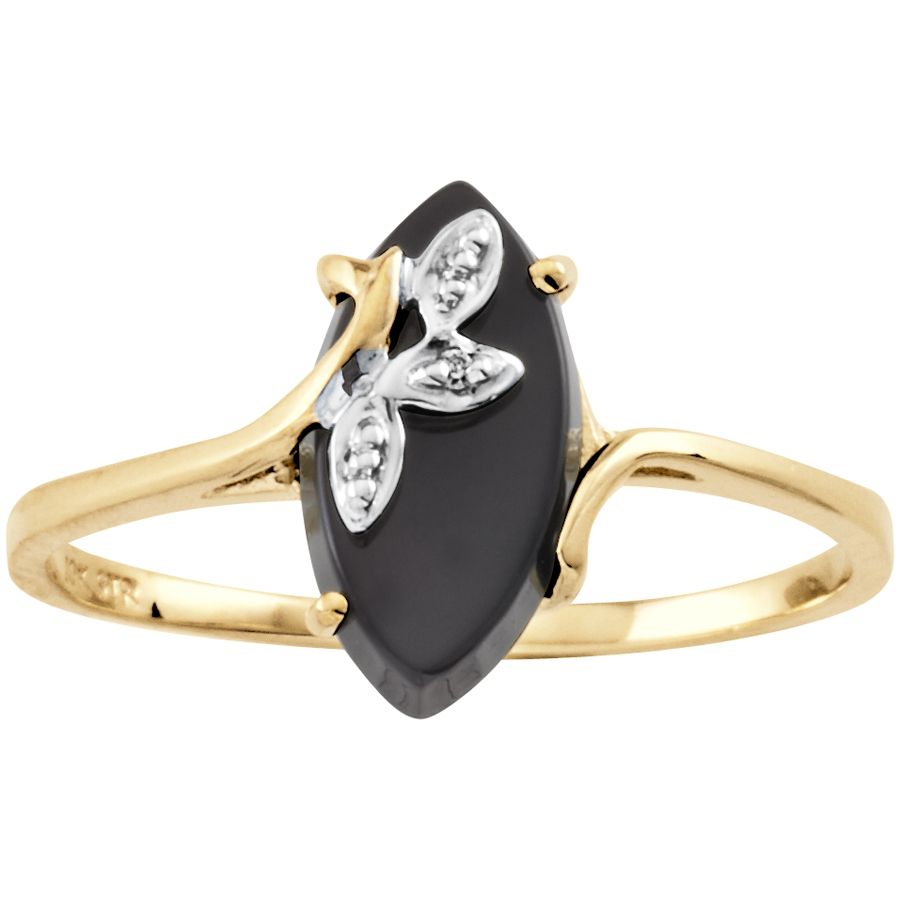 Gold ring with black on sale onyx and diamond