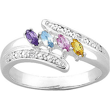 genade Mitt Classificatie Fingerhut - Sterling Silver Diamond-Accent Marquise Family Birthstone Ring